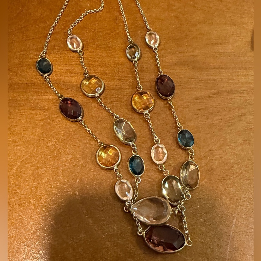 Loft Gold Tone Multi-Stone Layered Necklace – Double Strand 20” - Picture 9 of 9